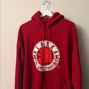 Gildan Red Hoodie with White Alaska Emblem